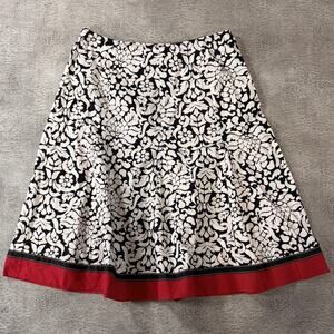 Vintage Floral B&W Contrast Midi Skirt